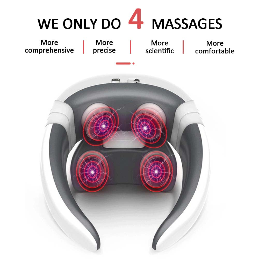 Revitalize Your Body with the Smart Electric Pulse Back and Neck Massager – 4 Heads for Ultimate Pain Relief and Relaxation