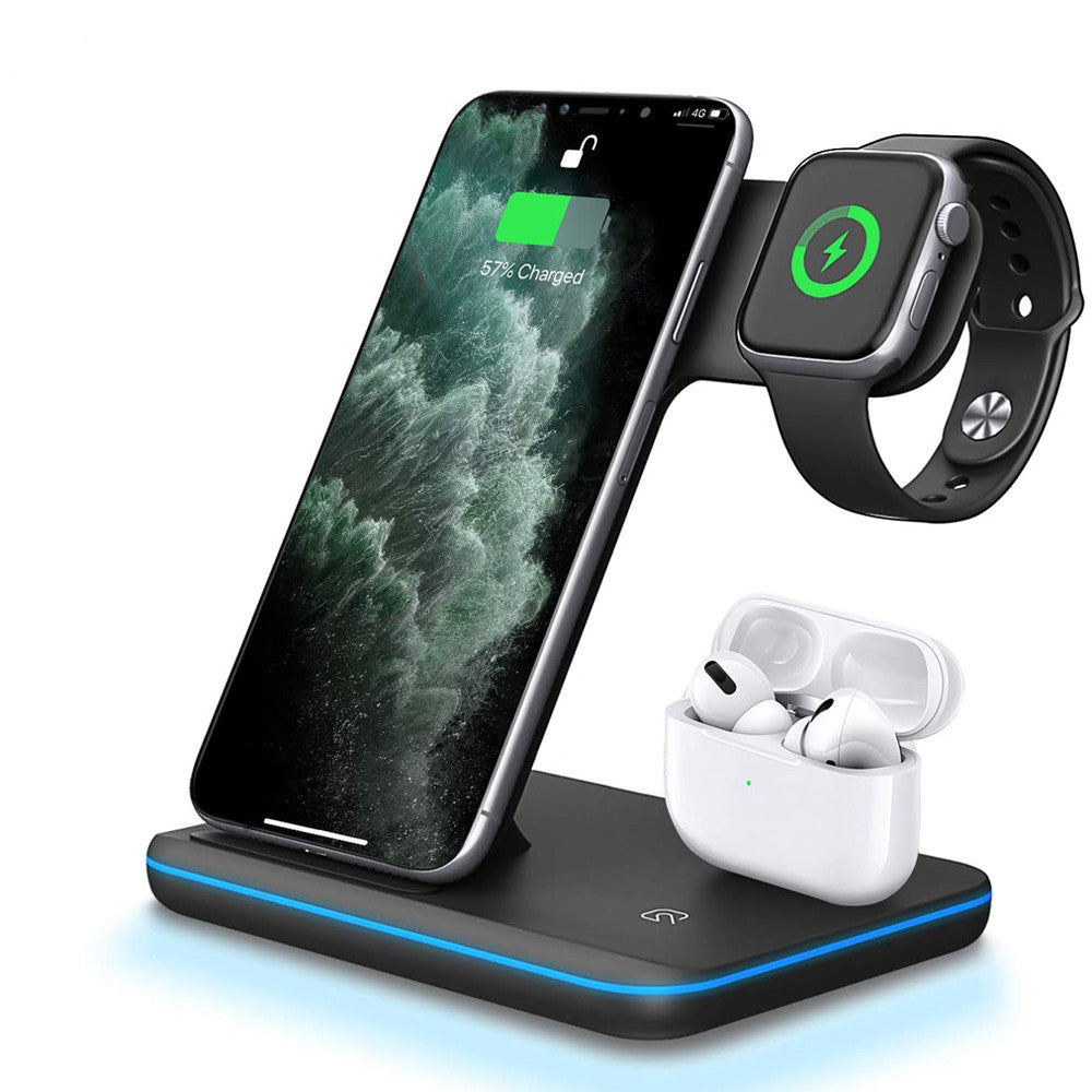 Revolutionary 3-in-1 Wireless Charger Stand for Mobile Phones, Apple Watch, and Earbuds