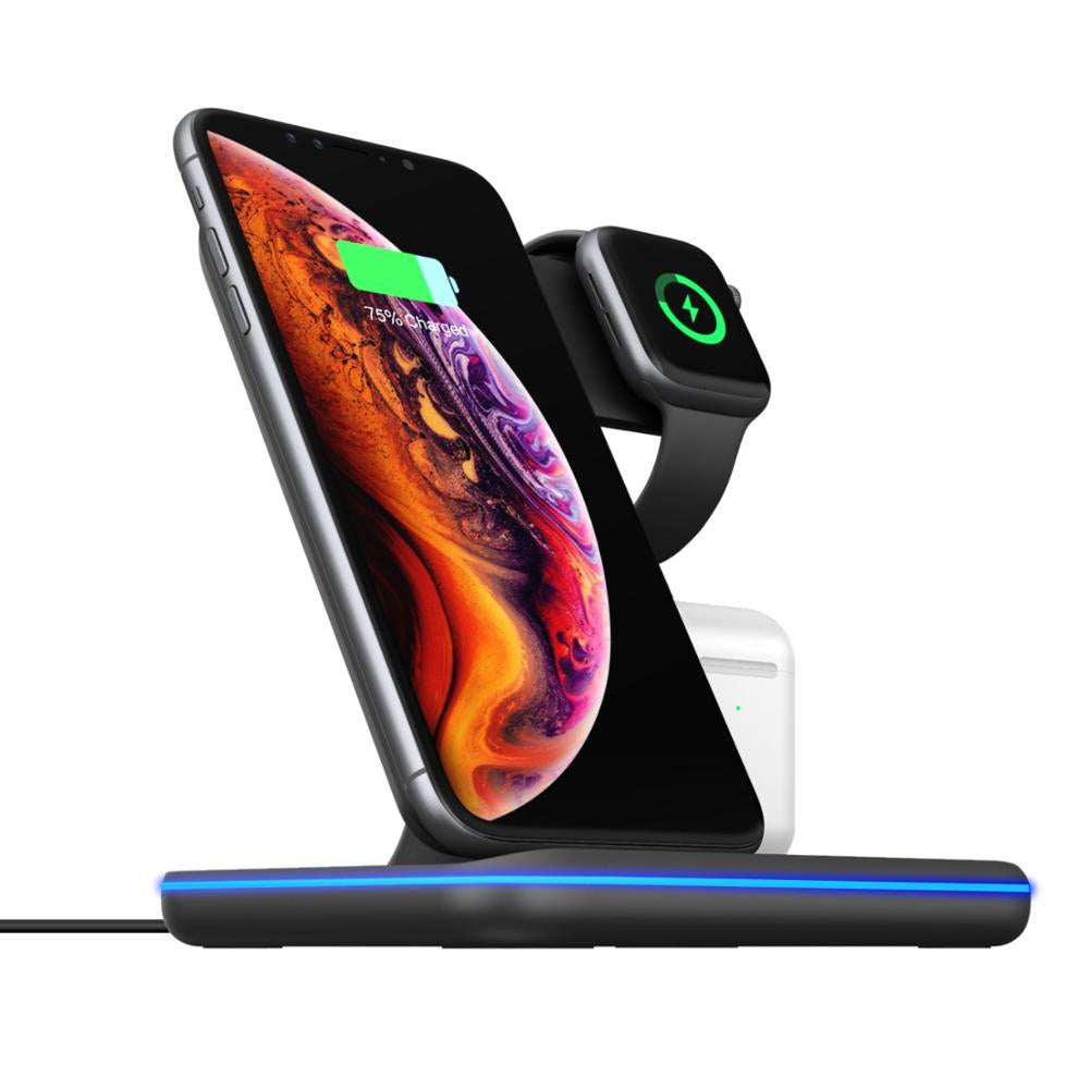 Revolutionary 3-in-1 Wireless Charger Stand for Mobile Phones, Apple Watch, and Earbuds
