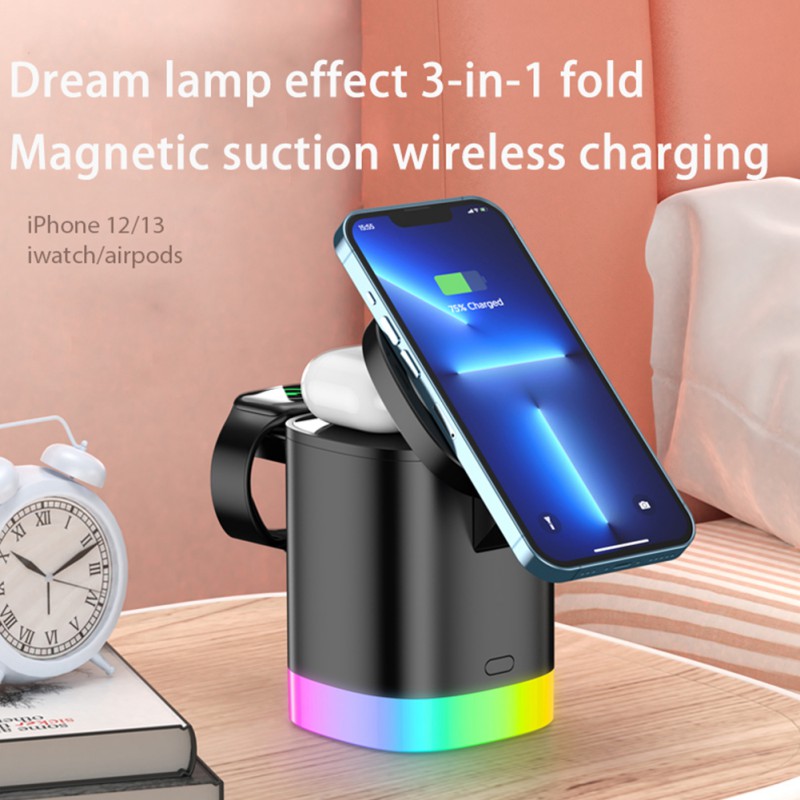 Ultimate 3-in-1 Magnetic Wireless Fast Charger with Ambient Light