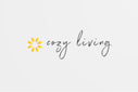 Cozy living logo with a yellow flower on a white background
