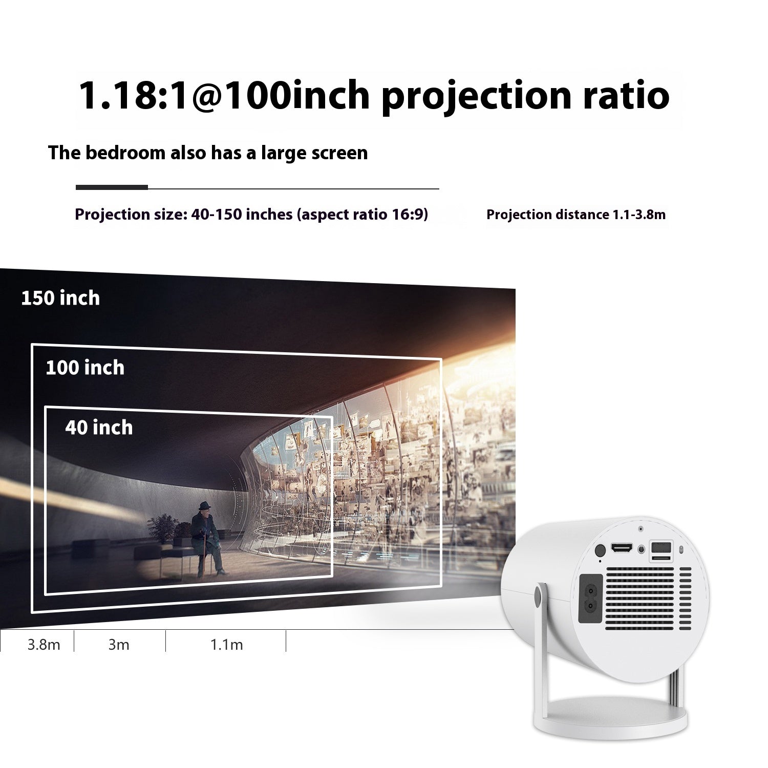Experience Stunning Home Entertainment with the Magcubic HY300 Portable Projector - 180° Projection Angle & Automatic Focus